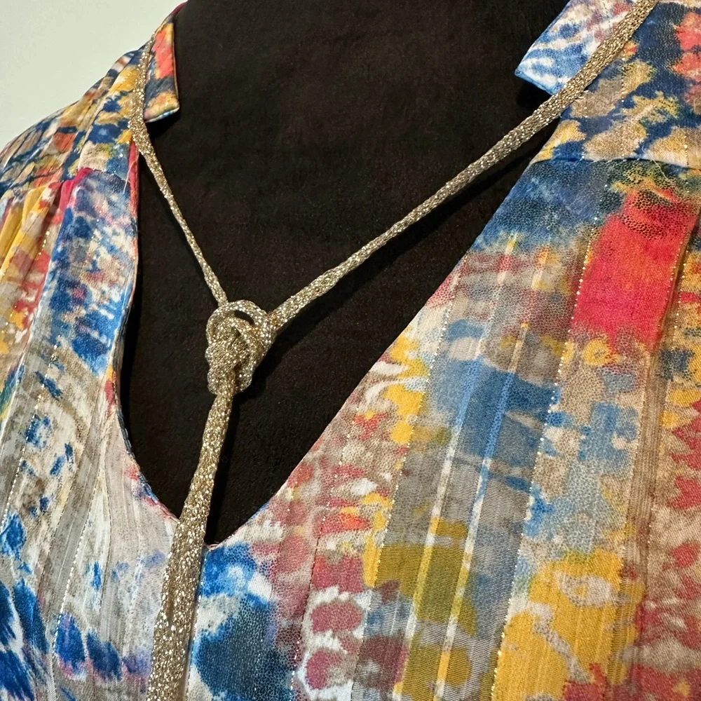 Colorful Women's Blouse with Tie-Dye Pattern - Picture 3 of 6